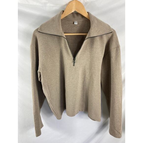Uniqlo 1/4 Zip Brown Sweater Size Medium - Picture 1 of 4